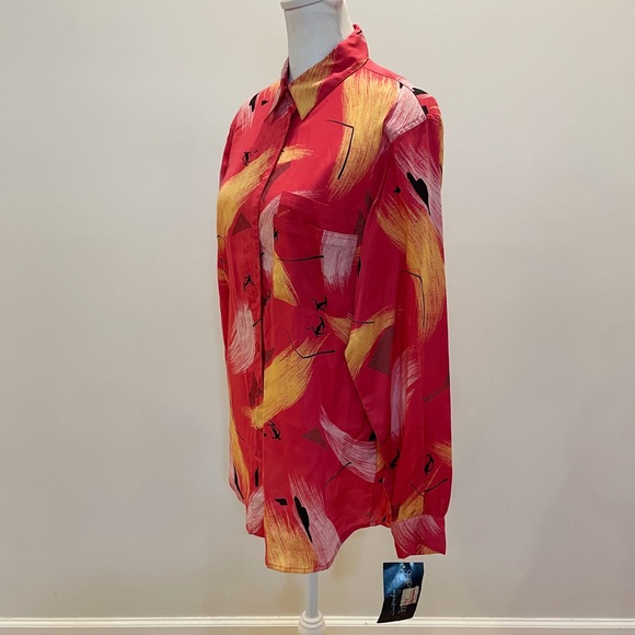 Deadstock/NWT Vintage 80 Ship’N Shore Pink Pop Art Button Down Shirt - Picture 3 of 9